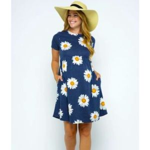 Hello Miz Blue Daisy Baby Doll Maternity Dress Size M